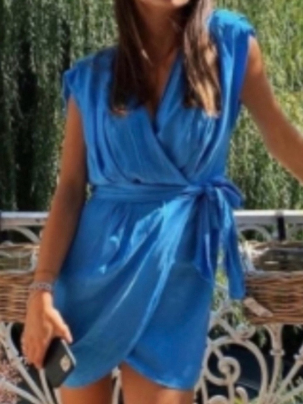 Zara Blue Sleeveless Wrap Dress
